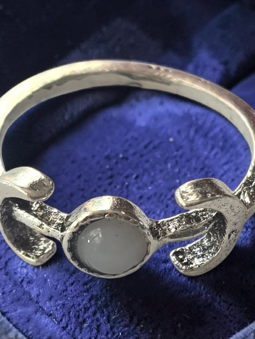 MYSTICAL TRIPLE GODDESS MOON NEW SIZE6 QUALITY TITANIUM SILVER  TURQUOISE RING